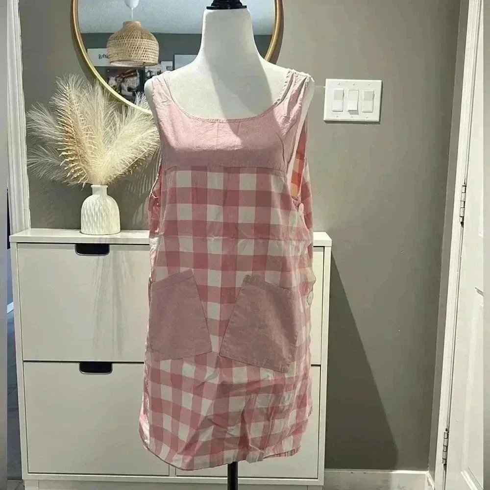 BNWOT pink gingham apron handmade